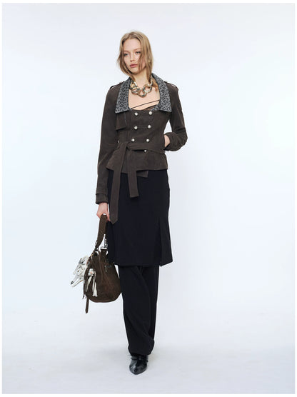 Punk Suede Short Trench Jacket