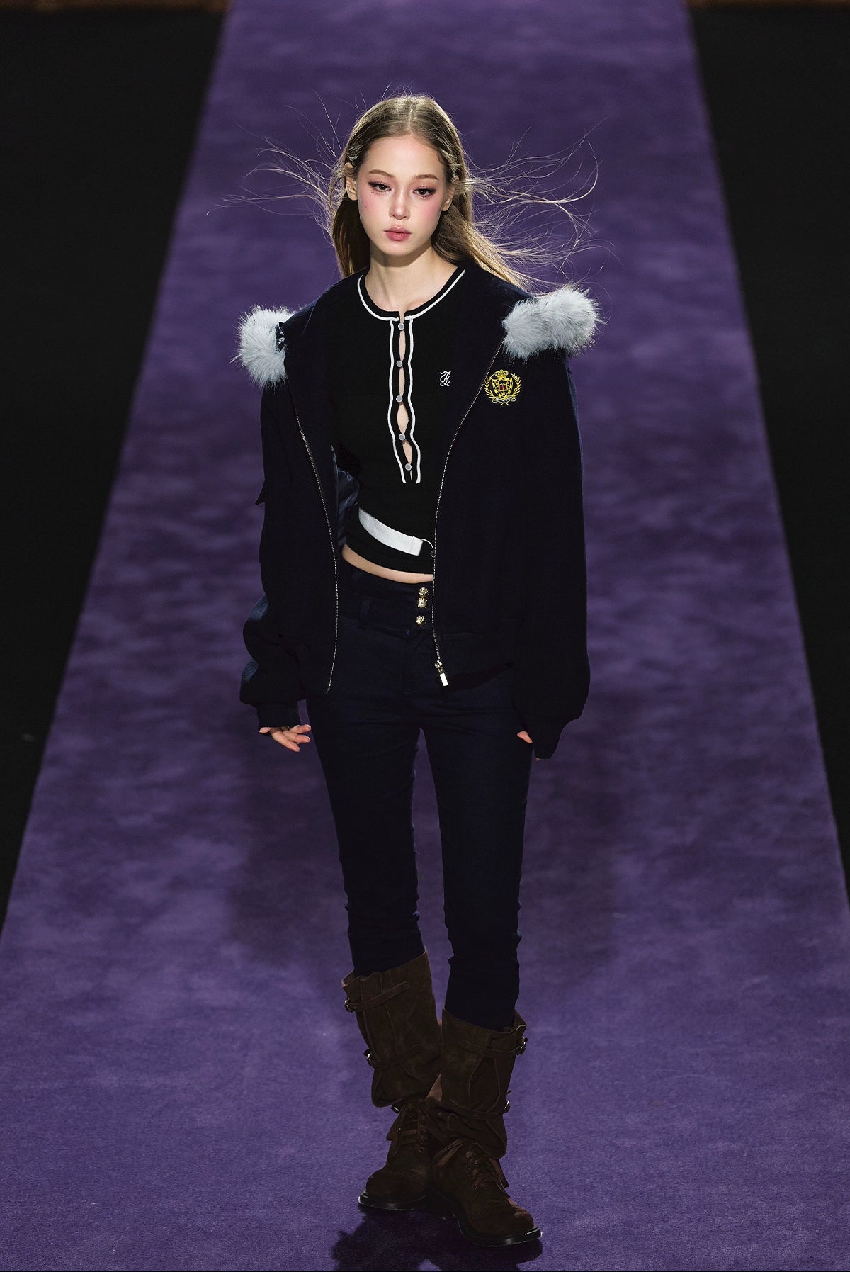 Wool-Blend Faux Fur Hooded Fleece Two-Piece Set