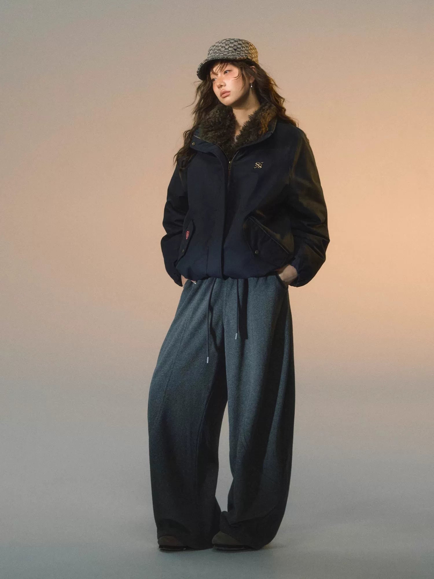 Detachable Faux Fur Collar Parka Down Jacket