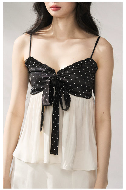 Polka Dot Camisole &amp; Bow Detail Midi Skirt Set