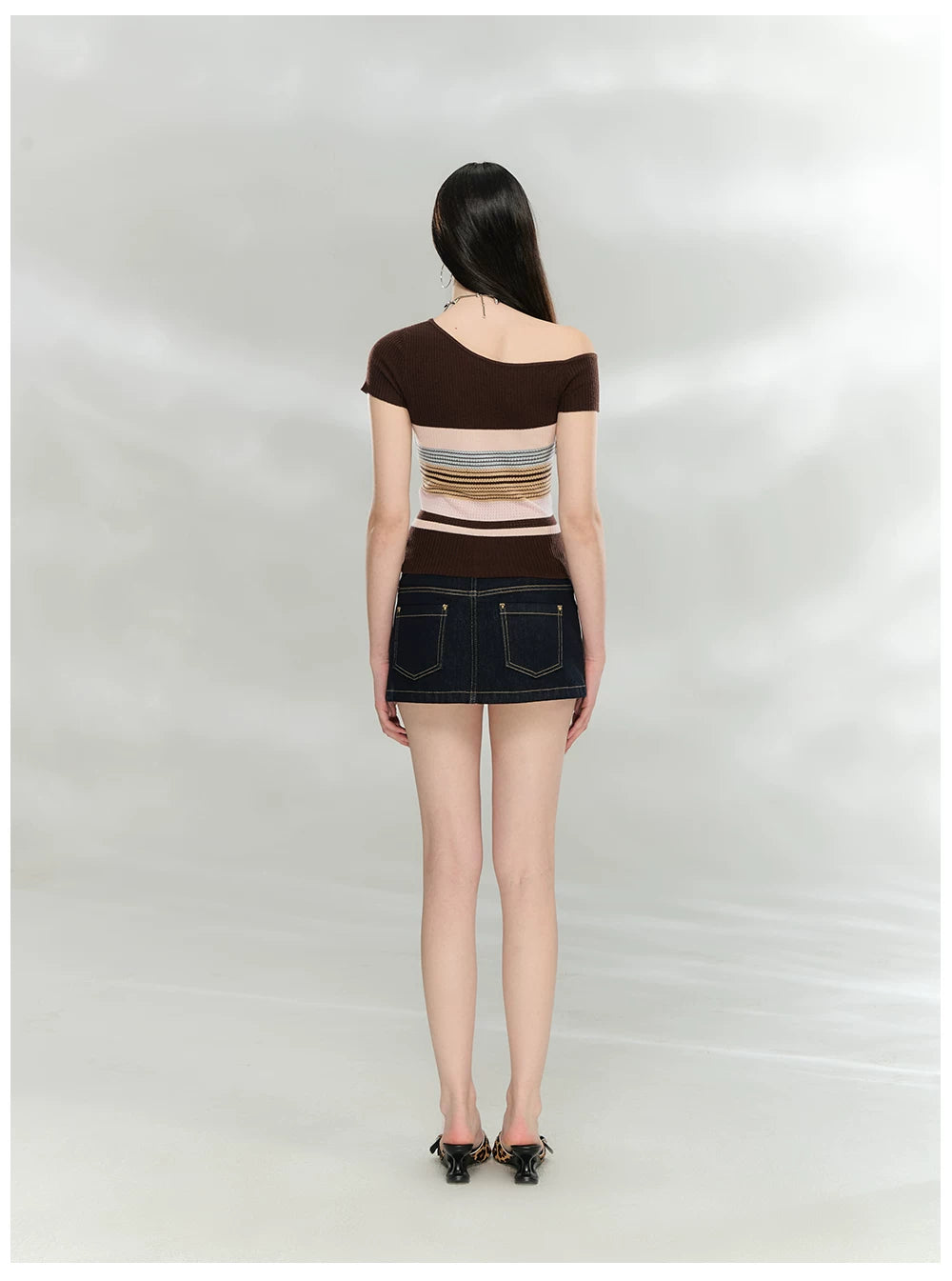 Asymmetrical Color-Block Knit Top