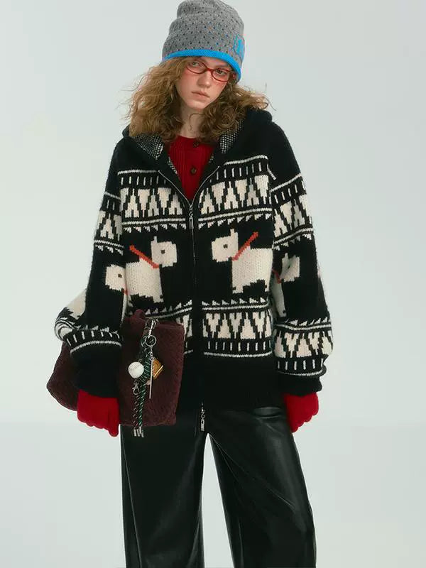 Mosaic Terrier Hooded Cardigan