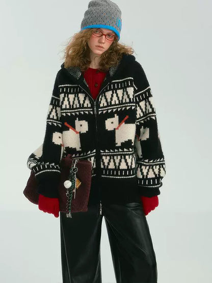 Mosaic Terrier Hooded Cardigan