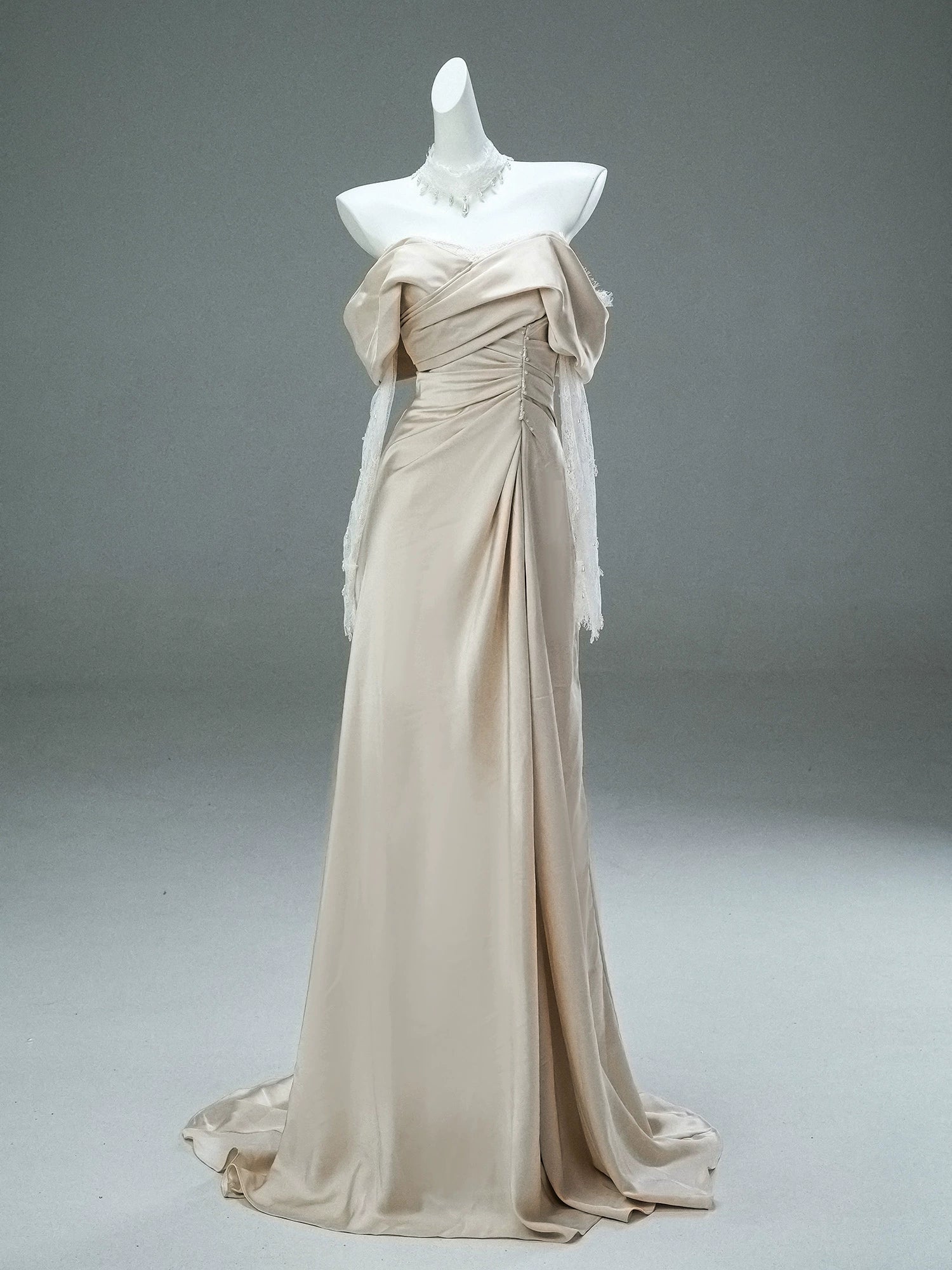 Angelic Élan Draped Couture Gown