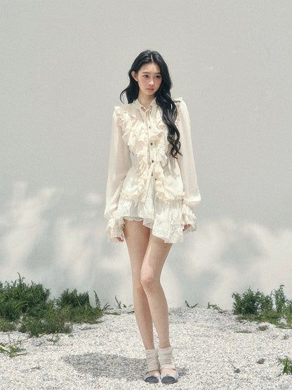 Vintage Lace Ruffle Shirt