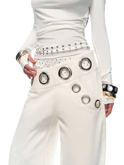 Layered-Effect Wide-Leg Cargo Jeans