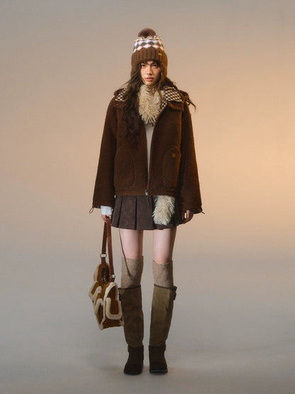 Reversible Plaid Fleece Patchwork Jacket