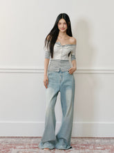 Light Washed Rhinestone Jeans - CHINASQUAD