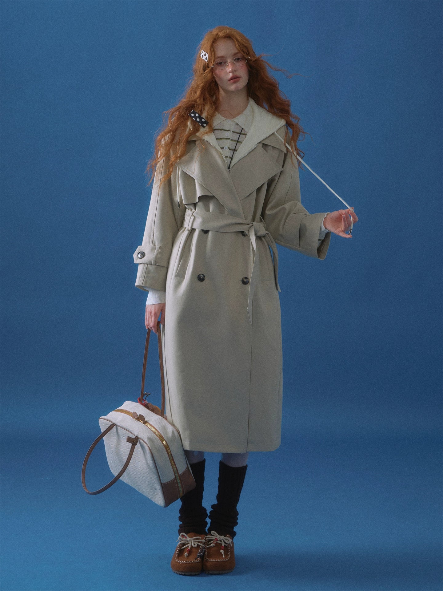 Layered Hooded Trench Coat