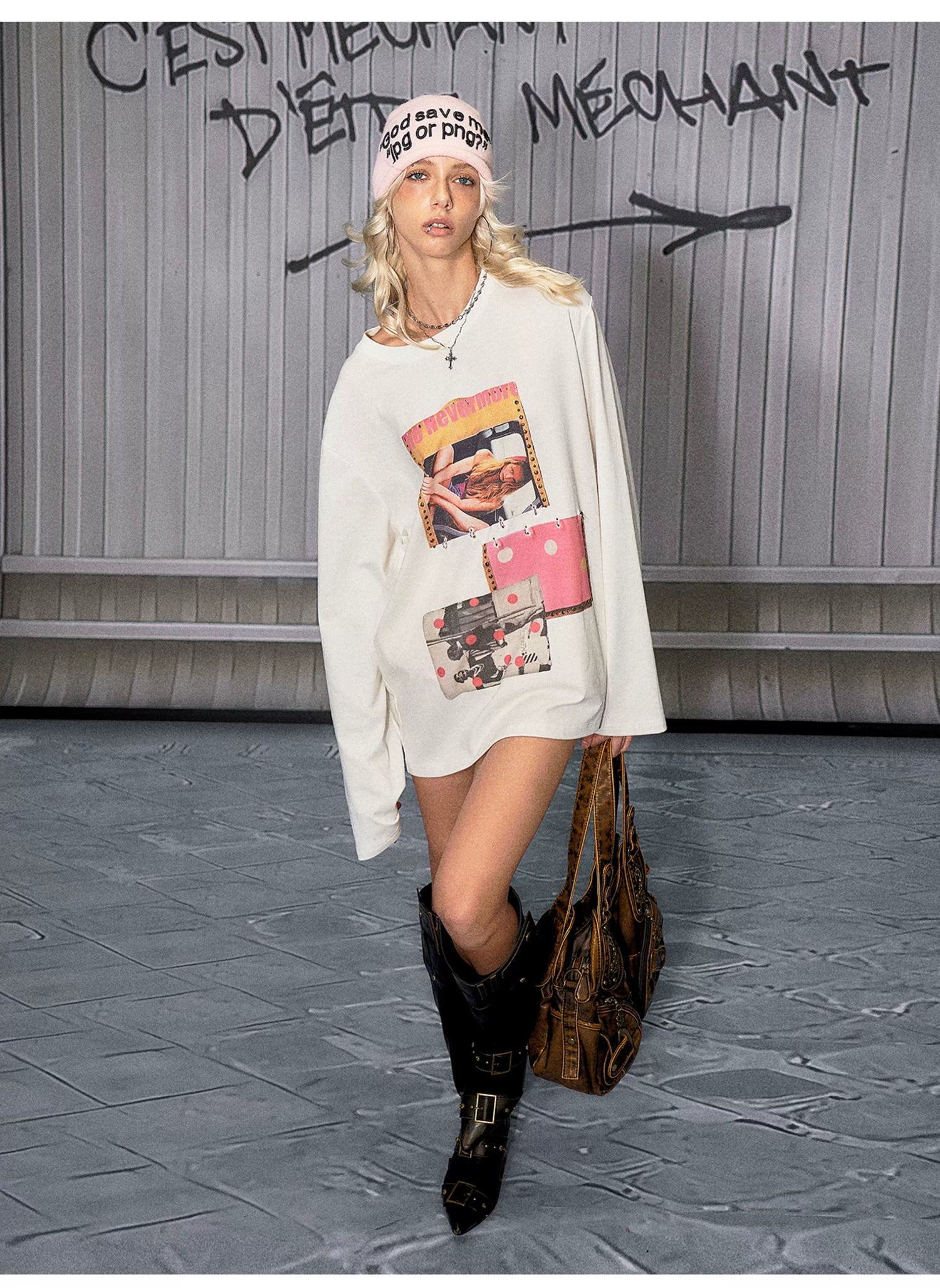 Printed Long-Sleeve Cotton Tee