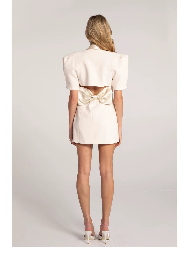 Puff Sleeve Cut-Out Open-Back Dress