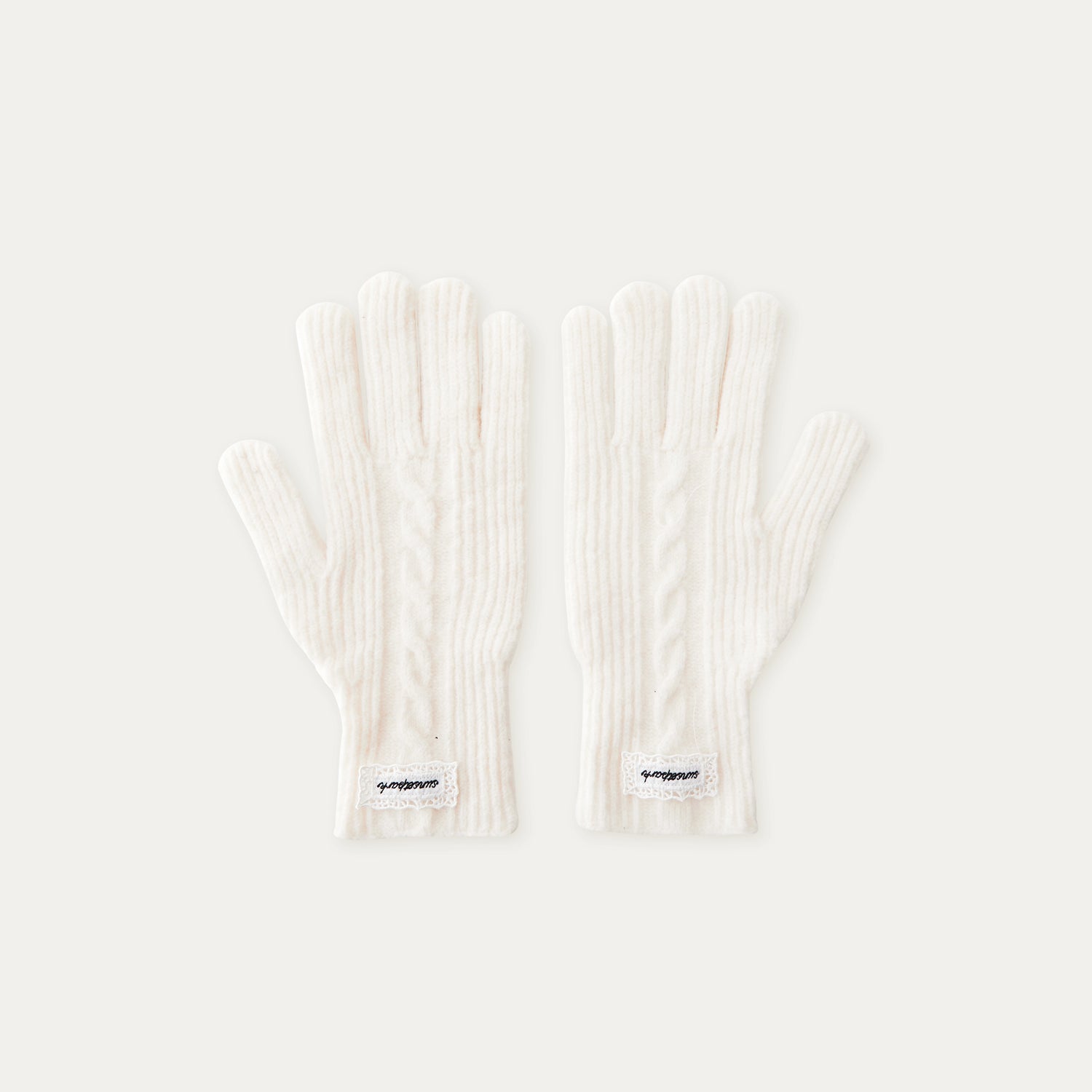 “A Girl’s Prayer” Cream Knit Textured Winter Gloves