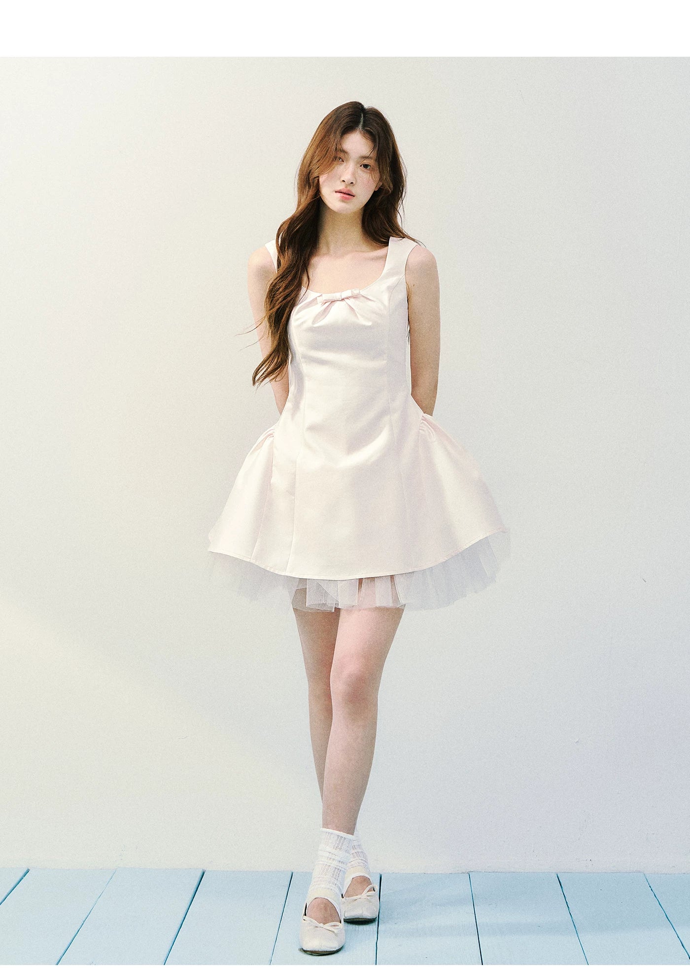 Blush Satin Princess Bubble Hem Dress