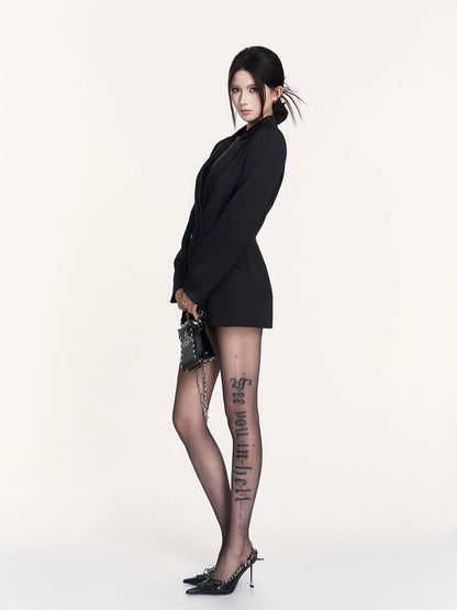 Bold Hourglass Satin Mid-Length Blazer