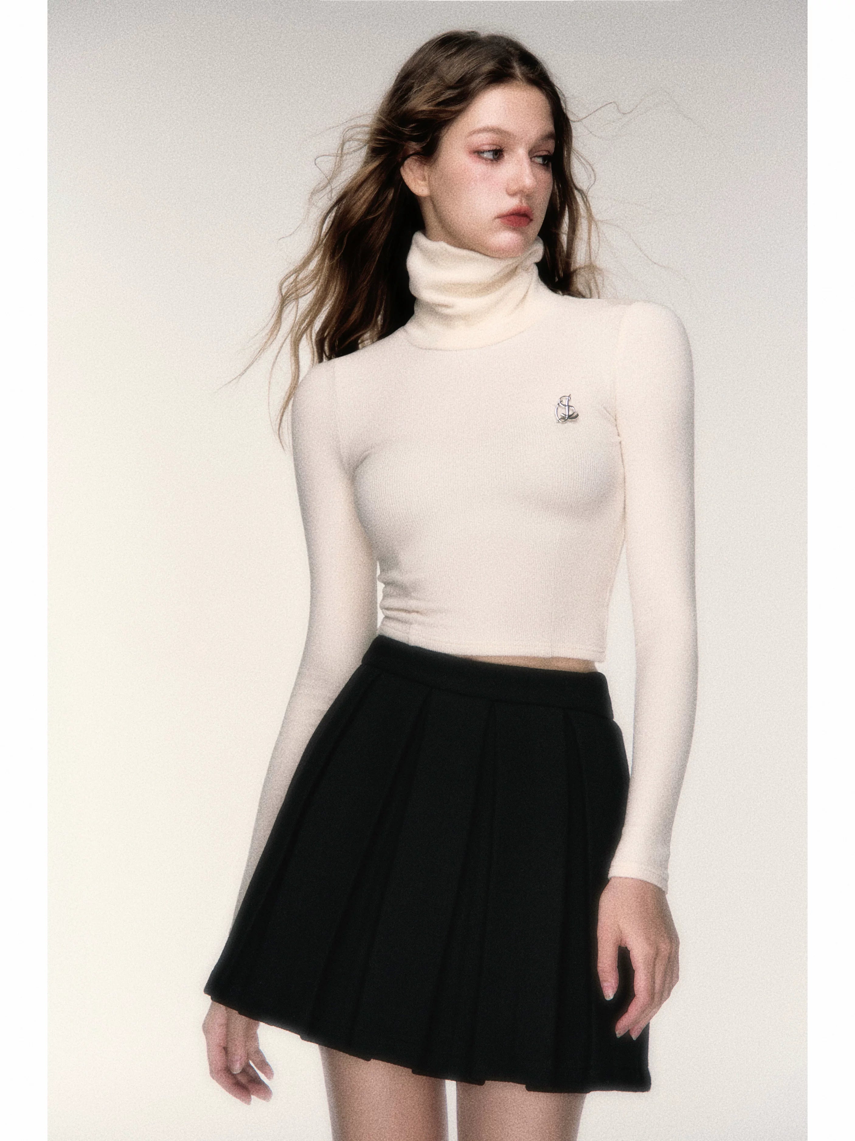 High-Neck Stretch Knit Base Layer
