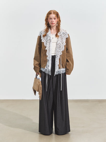 Cuffed Waist Draped Tailored Pants