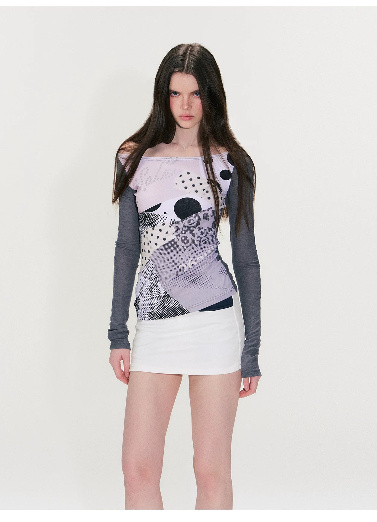 Color-Block Long-Sleeve Graphic T-Shirt