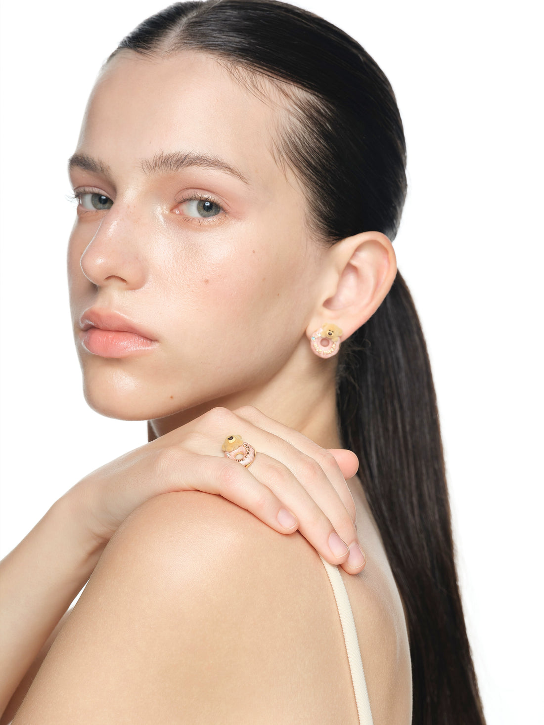 Pink Donut Teddy Ring