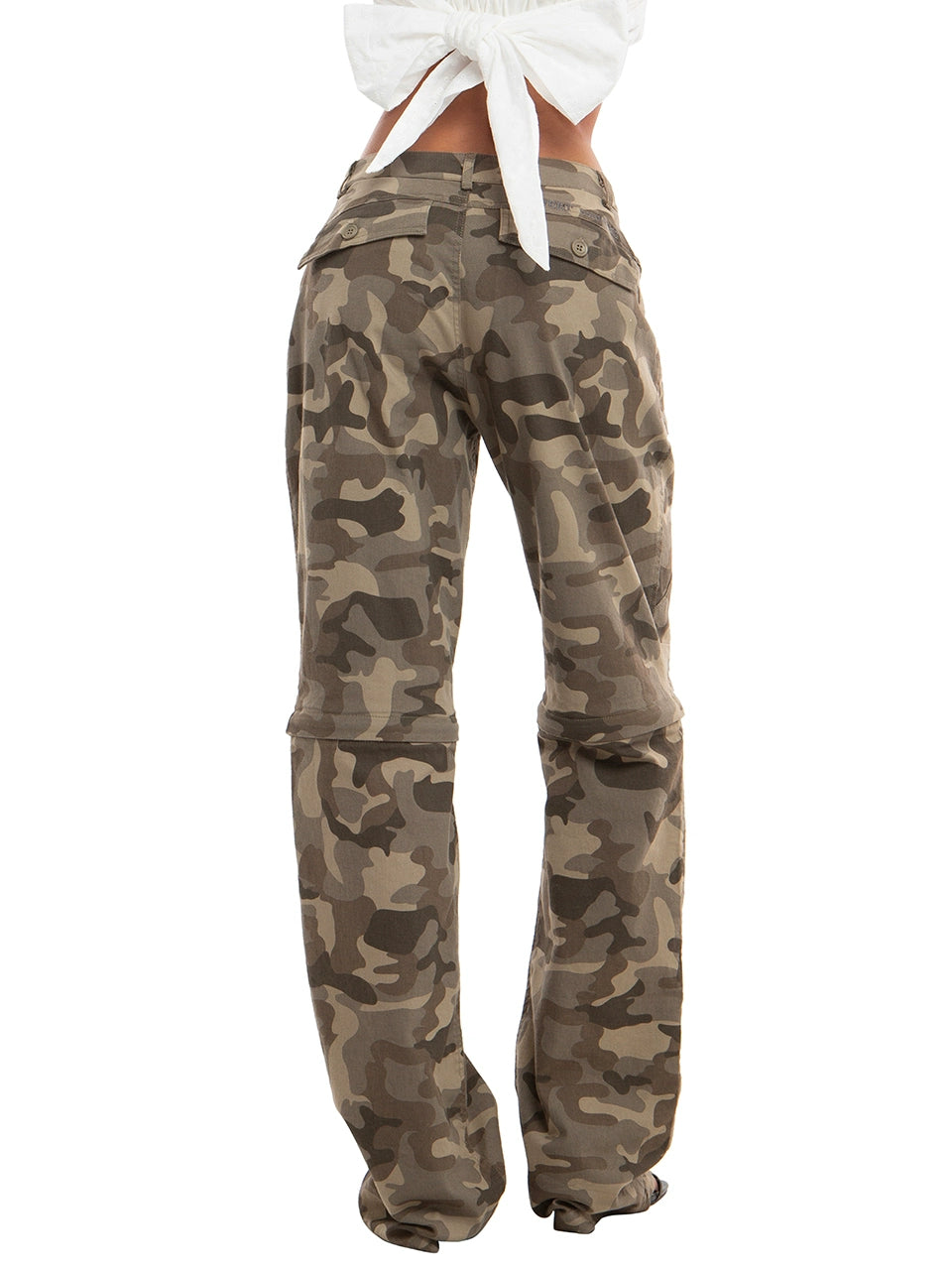 Camouflage Print Zip-off Convertible Cargo Pants