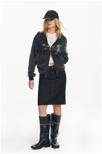 Washed Punk Zip-up Hoodie