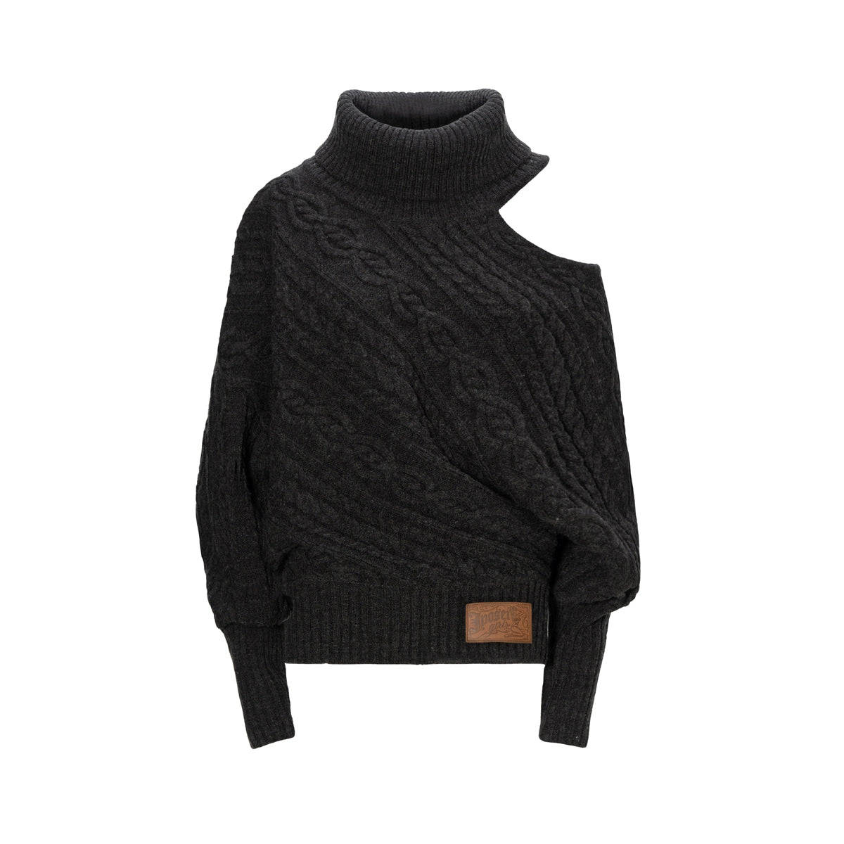 Wool-Blend Batwing Cable Knit Sweater