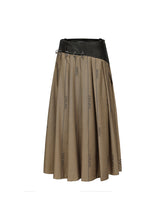 Grey & Brown Pleated Midi Skirt - CHINASQUAD