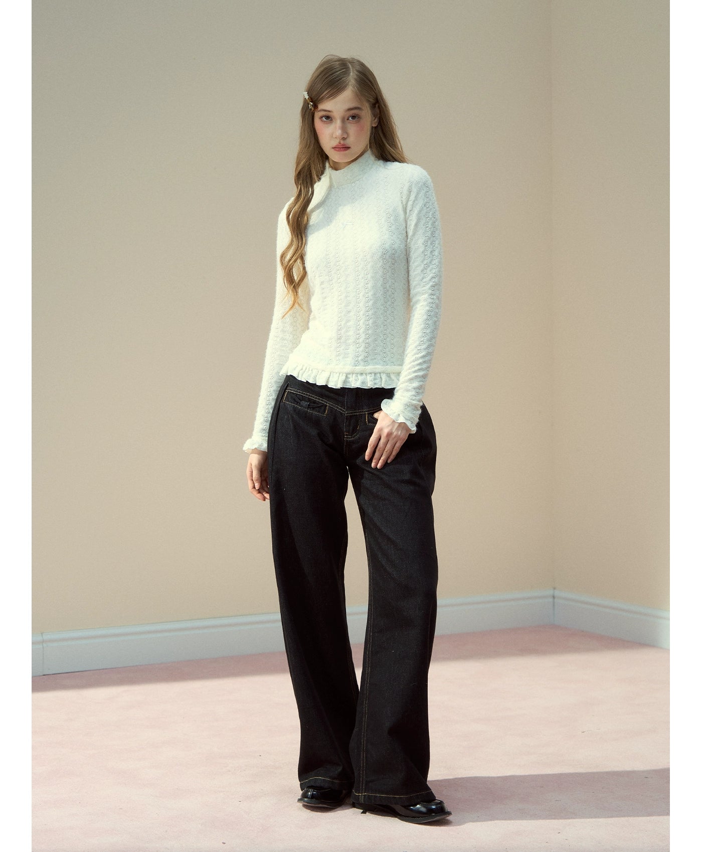 Raw Indigo Curved-Leg Denim Pants