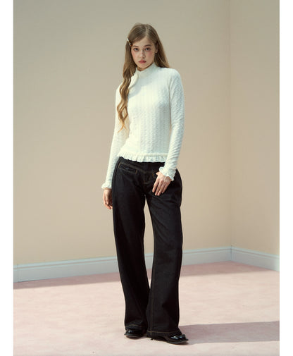 Raw Indigo Curved-Leg Denim Pants