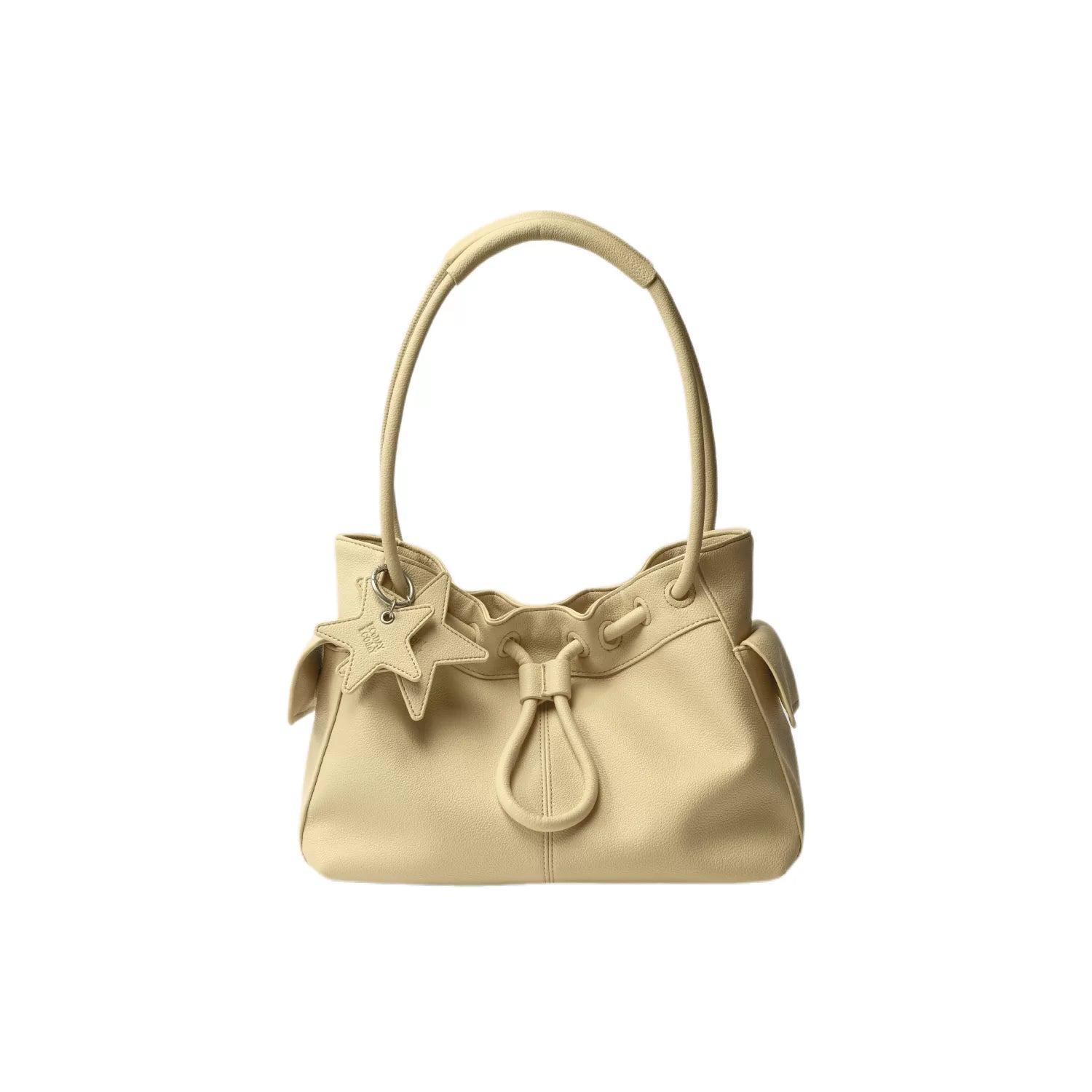 Pebbled Leather Drawstring Cloud Shoulder Bag ECODAY