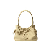 Pebbled Leather Drawstring Cloud Shoulder Bag ECODAY