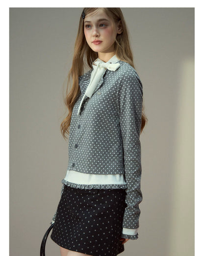 Polka Dot Layered Knit Blouse