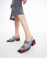 Double-Buckle Diagonal Chunky Sandals - CHINASQUAD