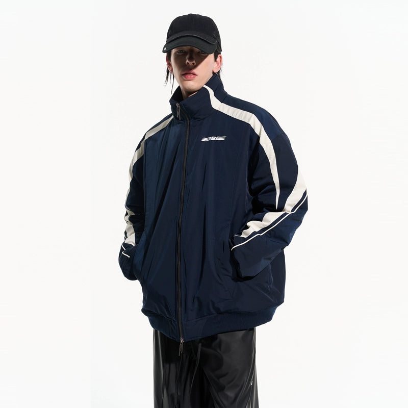 Striped Contrast Padded Cotton Jacket