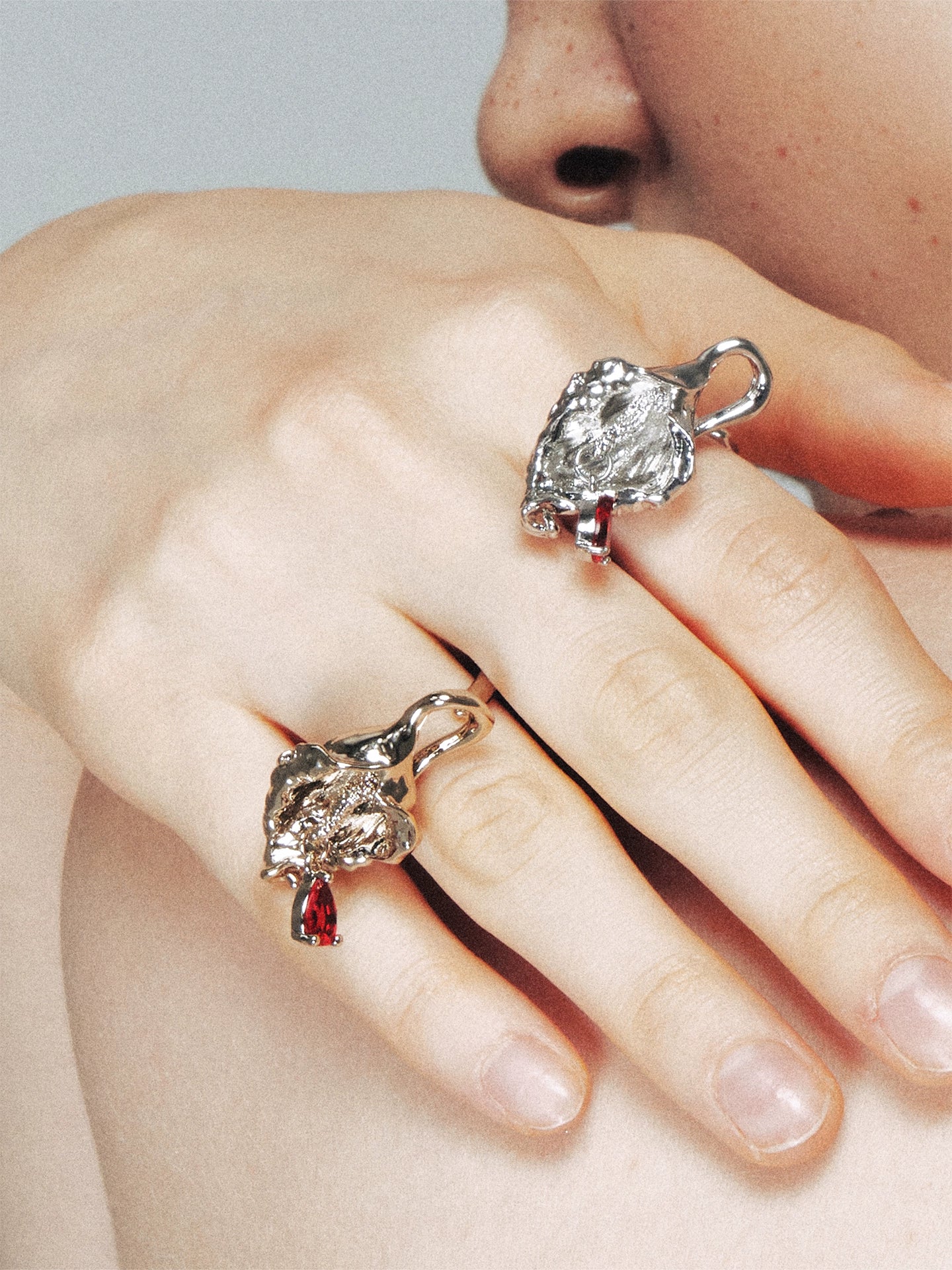 Vintage Floral Teardrop Open Ring