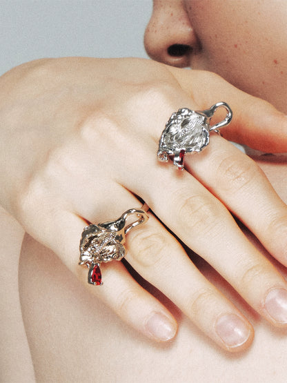 Vintage Floral Teardrop Open Ring