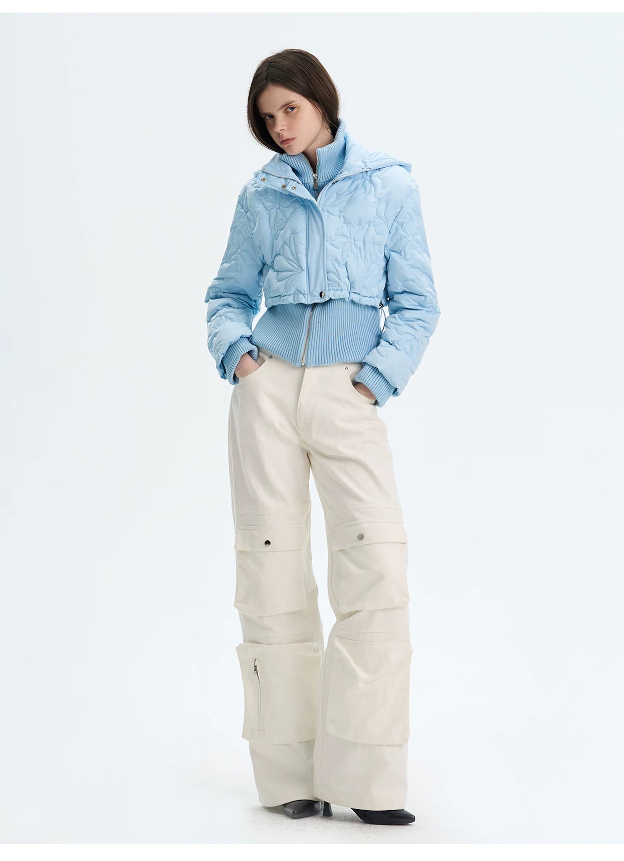 Quilted Embossed Short Down Jacket