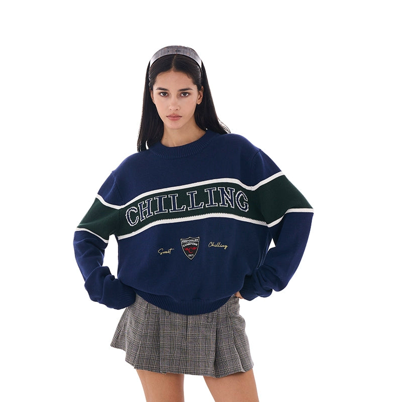 Varsity Knit Pullover Sweater