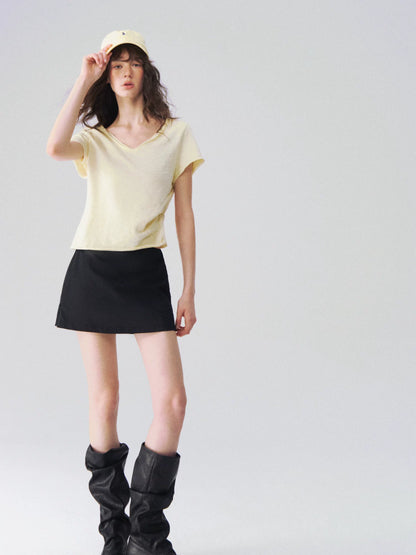 Classic Linen-Blend Polka Dot A-Line Mini Skirt