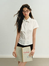 White Cinched Waist Short-Sleeve Shirt - CHINASQUAD