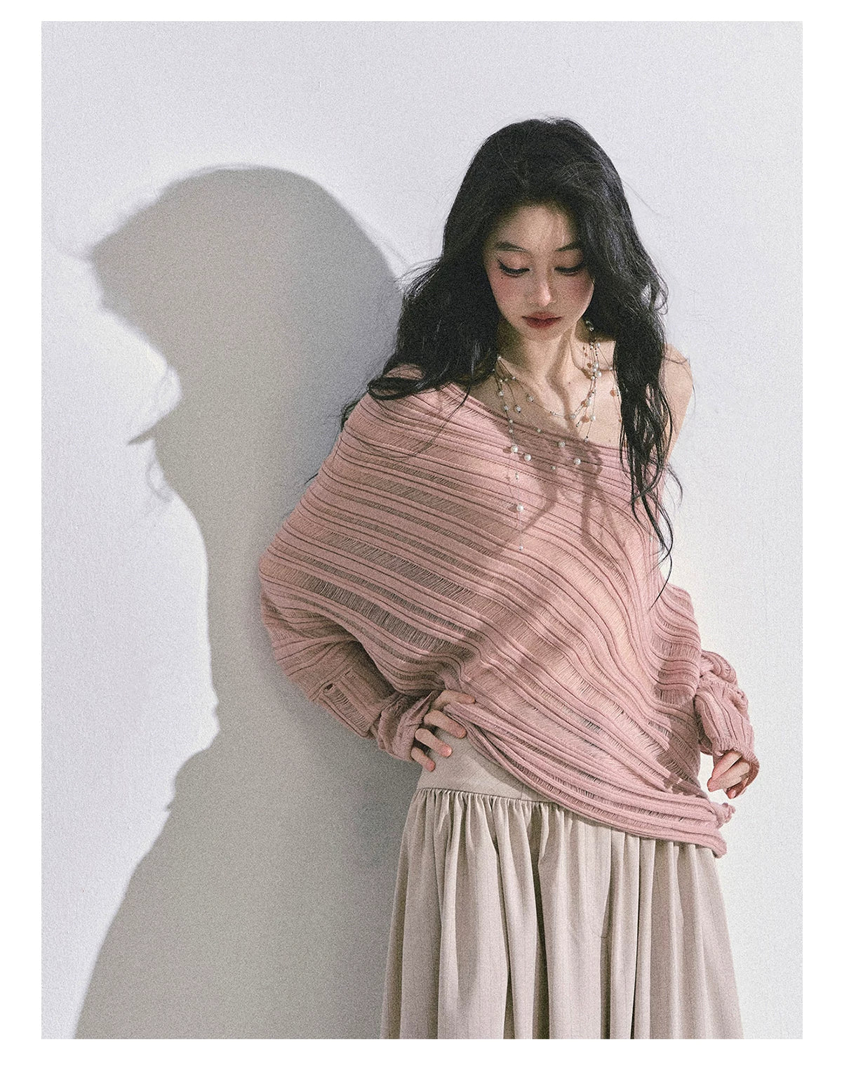 French Asymmetric Cut-Out Knit Sweater