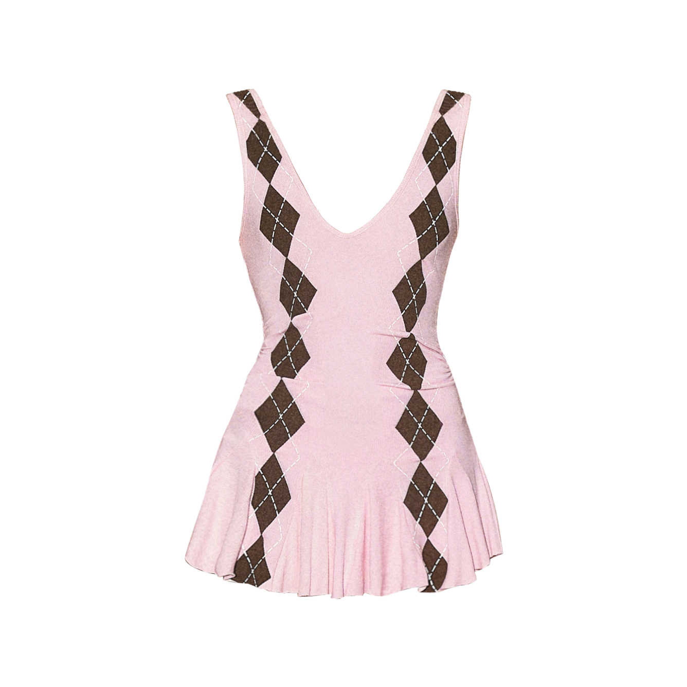 Deep V Knit Pleated Mini Dress &amp; Shorts Set