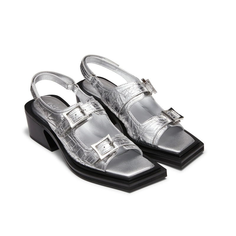 Double-Buckle Diagonal Chunky Sandals - CHINASQUAD