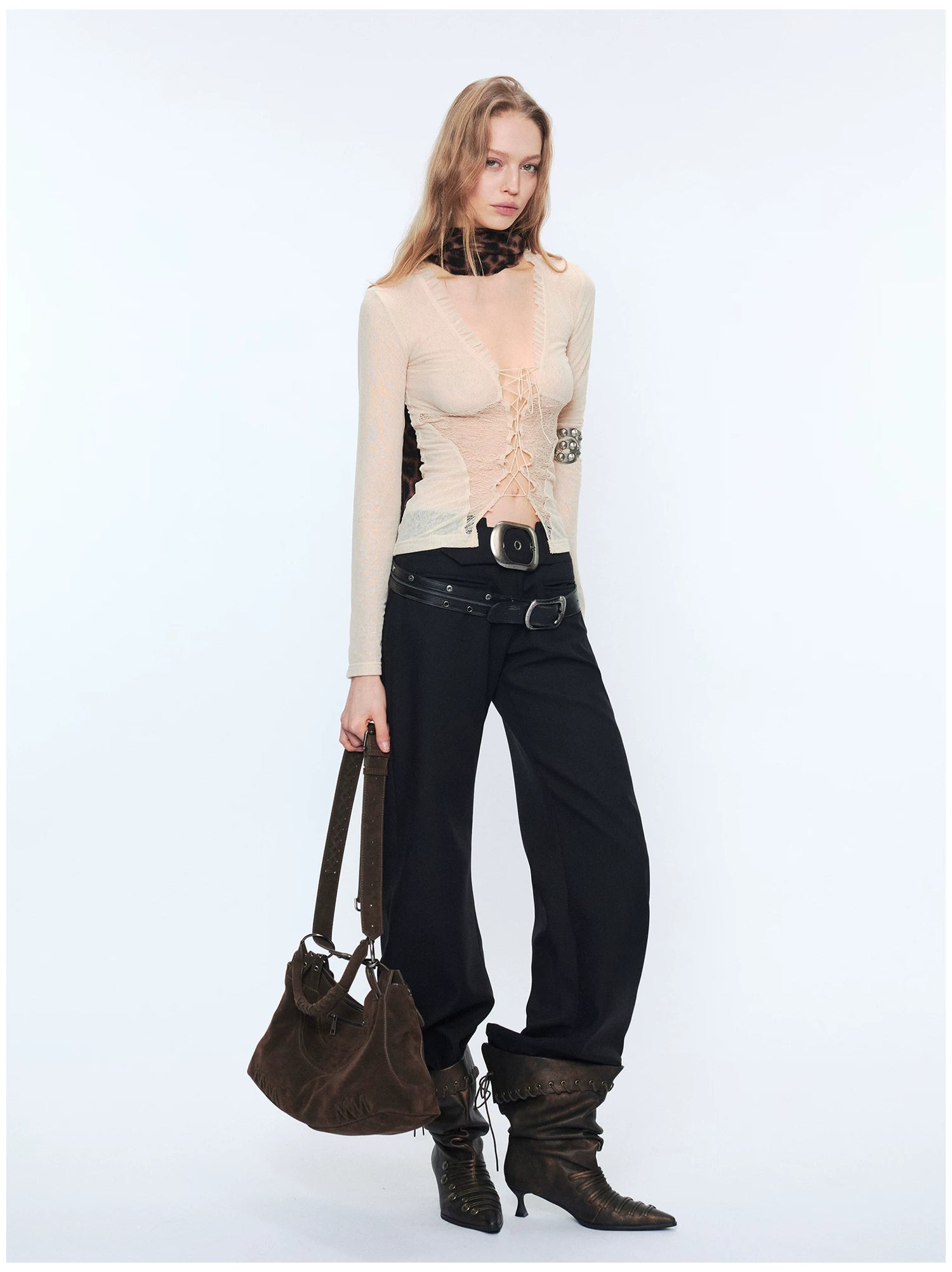 Metal-Waist Punk Tailored Trousers