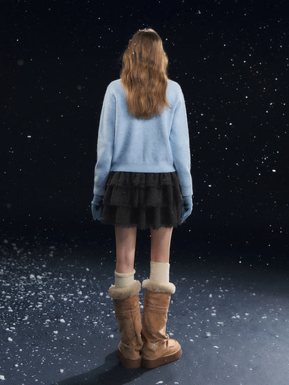 Plush Deer Jacquard Crewneck Sweater