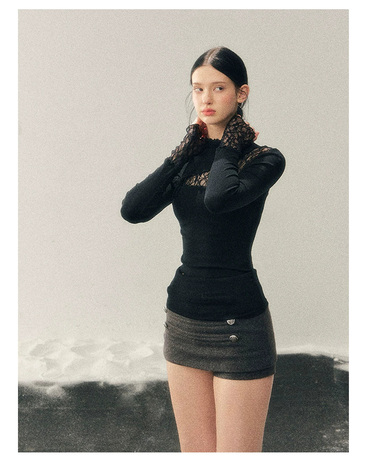 Mock-Neck Slim-Fit Long Sleeve T-Shirt