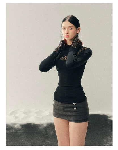 Mock-Neck Slim-Fit Long Sleeve T-Shirt