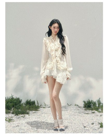 Vintage Lace Ruffle Shirt