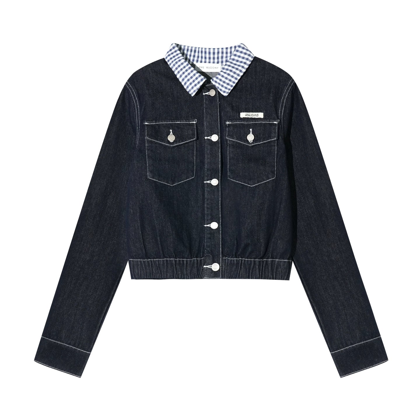 Retro Plaid Stitch Denim Jacket
