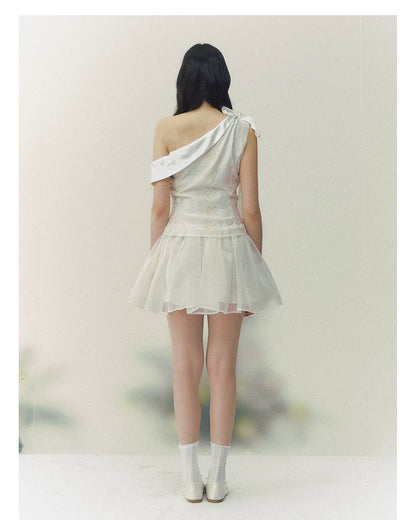 Satin Embroidered Princess Tulle Dress