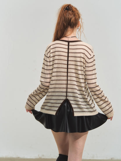 Retro Stripe Versatile Knit T-Shirt